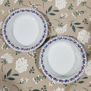 Dansk Bistro Kronborg Red Berries & Leaves Rim Soup Bowls Vintage Dansk NR Japan